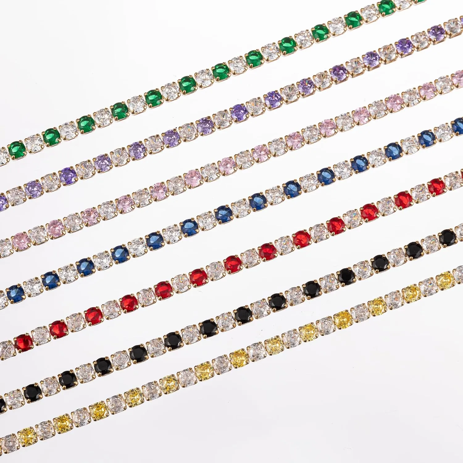 1 Yards Zircon Crystal Rhinestones Close Chain Ellipsoid Beaded Trim for Sewing Craft DIY Decoration（Yellow and Clear Zircon）
