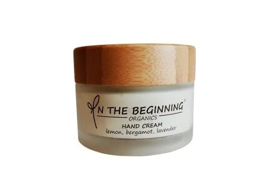 100% Natural Vegan Hand Cream with Organic Lemon-Bergamot-Lavender Essential Oil, Eco-friendly Glass & Bamboo, Great Hand Moisturizer/Lotion for Women & Men, Handmade in USA (Big Jar)