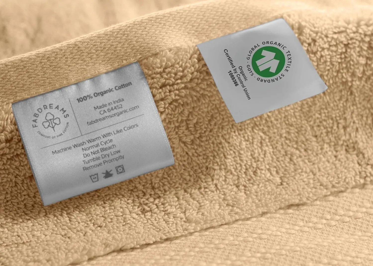 100% Organic Cotton Bath Towel Set | Bathroom Luxury Towel Set of 6 | GOTS Certified | Hotel Premium Towels | 700 GSM | 2 Bath Towels 30 x 56 | 2 Hand Towels 16 x 30 | 2 Wash Cloths 13 x 13 | Dune Tan