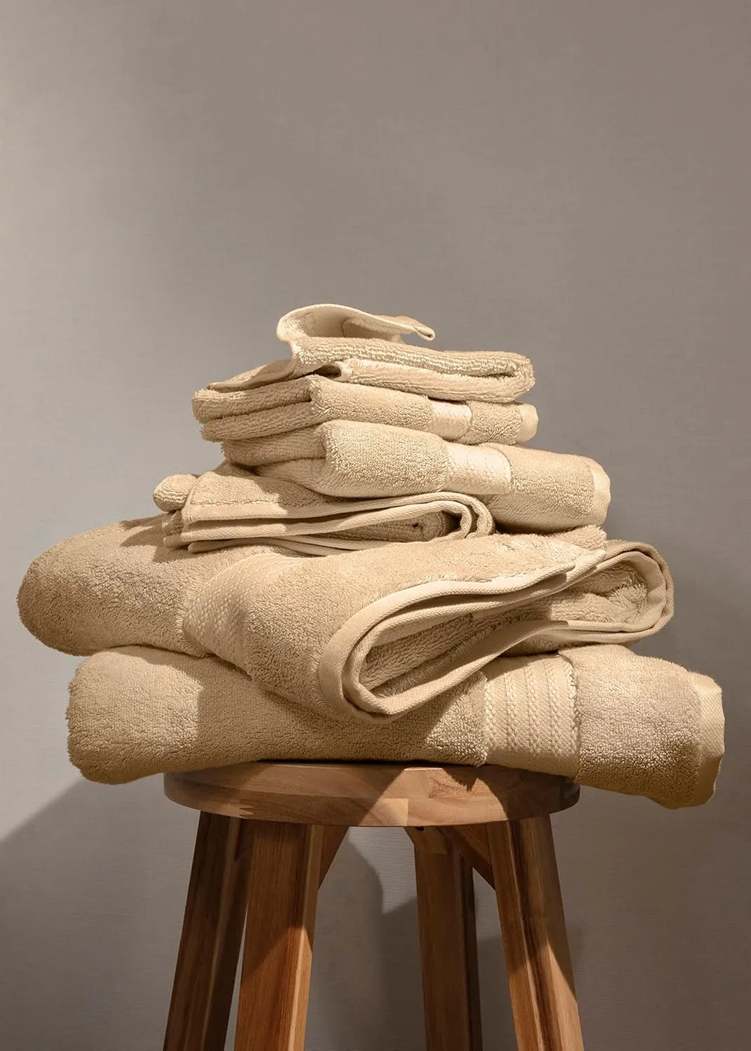 100% Organic Cotton Bath Towel Set | Bathroom Luxury Towel Set of 6 | GOTS Certified | Hotel Premium Towels | 700 GSM | 2 Bath Towels 30 x 56 | 2 Hand Towels 16 x 30 | 2 Wash Cloths 13 x 13 | Dune Tan
