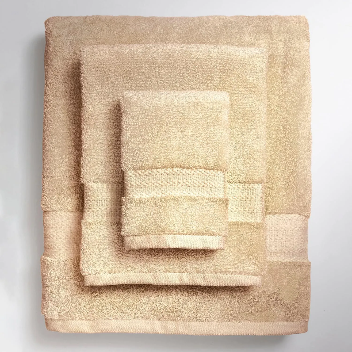 100% Organic Cotton Bath Towel Set | Bathroom Luxury Towel Set of 6 | GOTS Certified | Hotel Premium Towels | 700 GSM | 2 Bath Towels 30 x 56 | 2 Hand Towels 16 x 30 | 2 Wash Cloths 13 x 13 | Dune Tan
