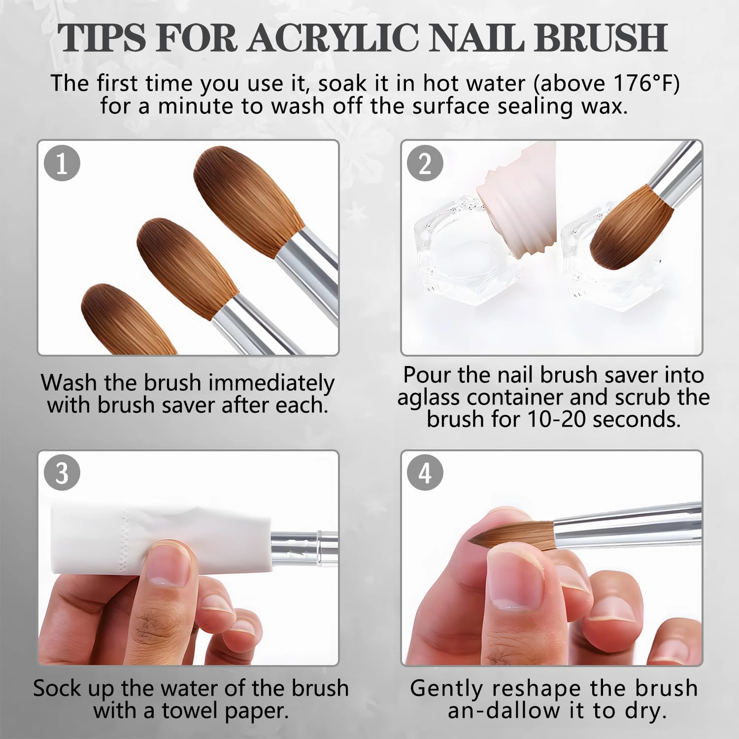 100% Kolinsky Acrylic Nail Brush, Soft Firm Bristle Brush for Acrylic Application, Fills, Powder, Nail Art, Extension, Gel Nails, Fine Lines, Outlines, for Beginner & Professional (10#)