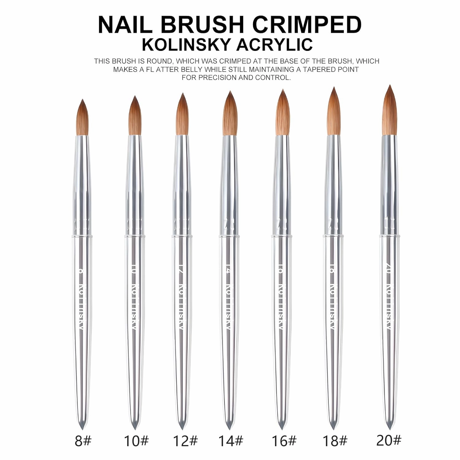 100% Kolinsky Acrylic Nail Brush, Soft Firm Bristle Brush for Acrylic Application, Fills, Powder, Nail Art, Extension, Gel Nails, Fine Lines, Outlines, for Beginner & Professional (10#)