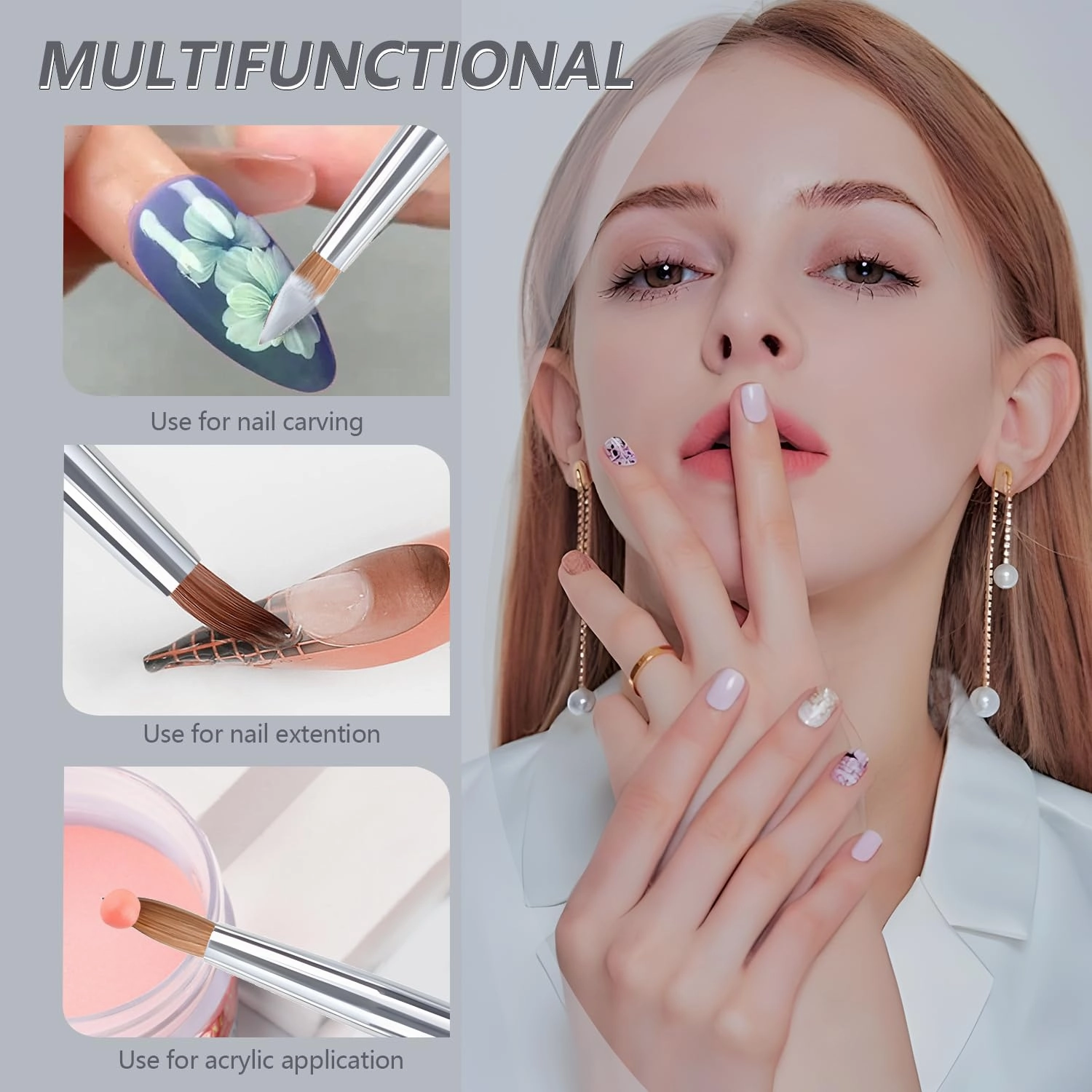 100% Kolinsky Acrylic Nail Brush, Soft Firm Bristle Brush for Acrylic Application, Fills, Powder, Nail Art, Extension, Gel Nails, Fine Lines, Outlines, for Beginner & Professional (10#)