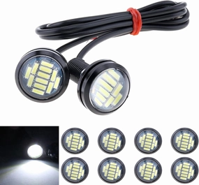 10pcs 18mm Car Eagle Eye DRL Led Daytime Running Lights LED 12V Backup Reversing Parking Signal Automobiles Lamps, White
