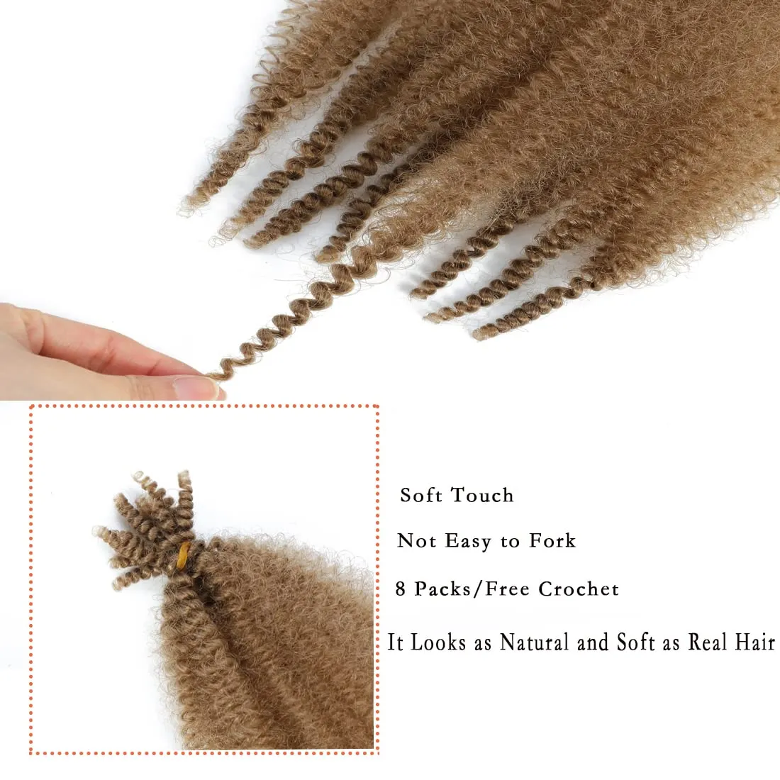 12 Inch Pre-Separated Springy Afro Twist Hair 8 Packs Pre-Fluffy Natural Curls are Perfect for Marley Crochet Hair Suitable for Black Women (27#, 12 Inch)