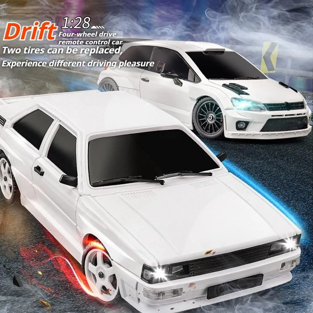1/28 Scale Mini RC Drift Car - 2.4Ghz Full Proportional Racing Drift 4WD Remote Contrl Car Model Vehicle Toys Hobby Gift for Adults (LD2803)