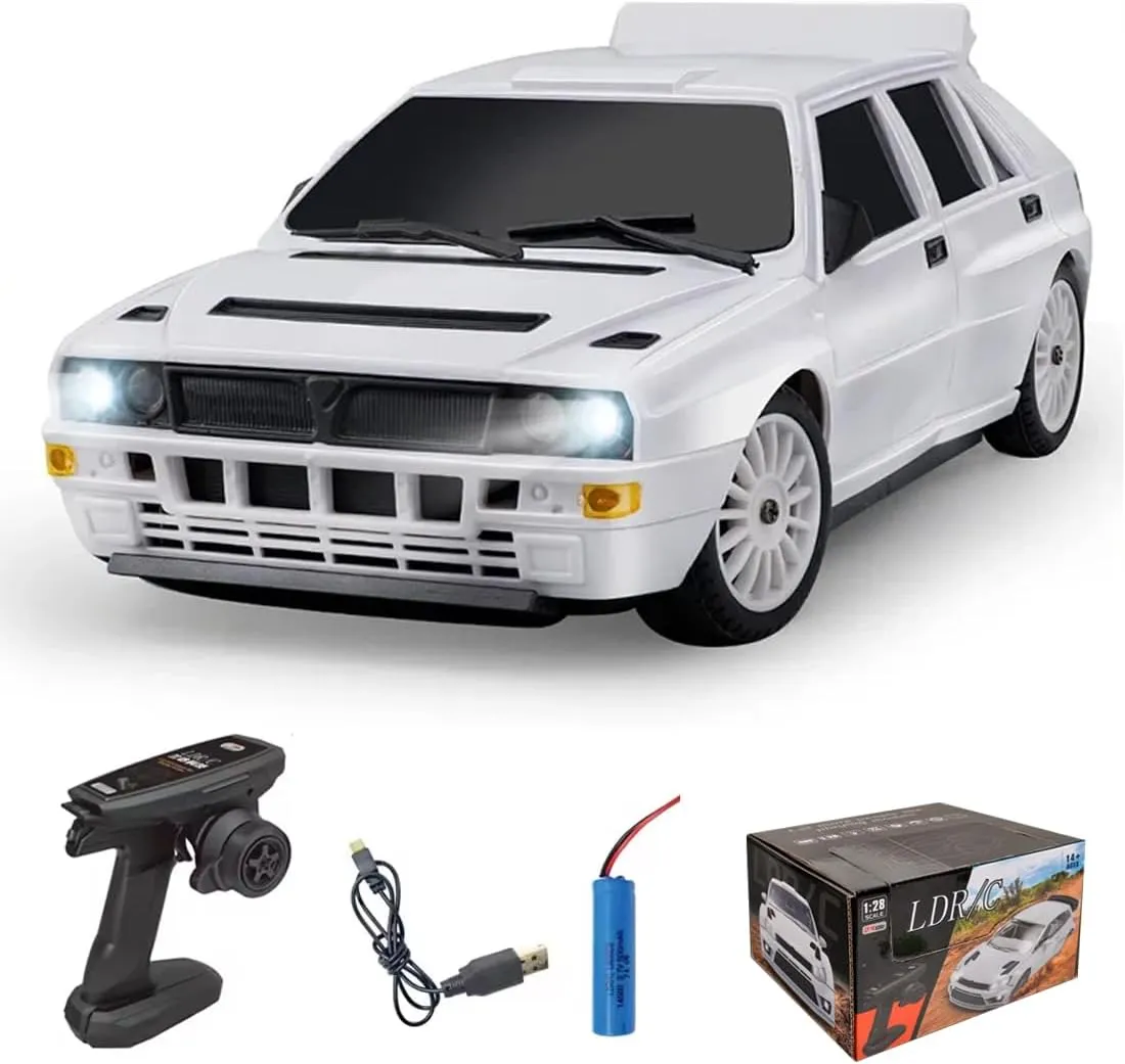 1/28 Scale Mini RC Drift Car - 2.4Ghz Full Proportional Racing Drift 4WD Remote Contrl Car Model Vehicle Toys Hobby Gift for Adults (LD2803)