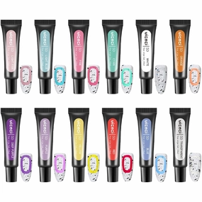 12 Colors Nail Sculpture Gel, 10ml 5D Candy Jelly Nail Painting Gel DIY Modeling Nail Set, Non-Stick Hand, Multifunctional Soft Tubes 3D Carving Embossed Gel for Nail Art Decoration Nail Design