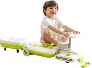 12V Electric Ride-On Car for Kids with Cleaning Fun | Go Kart | 3 in 1 Kids Electric Vehicle | Detachable Cleaner & LED Lights,Safe Toy for Ages 3-8, Indoor/Outdoor Use Safe & Educational Gift (Green)