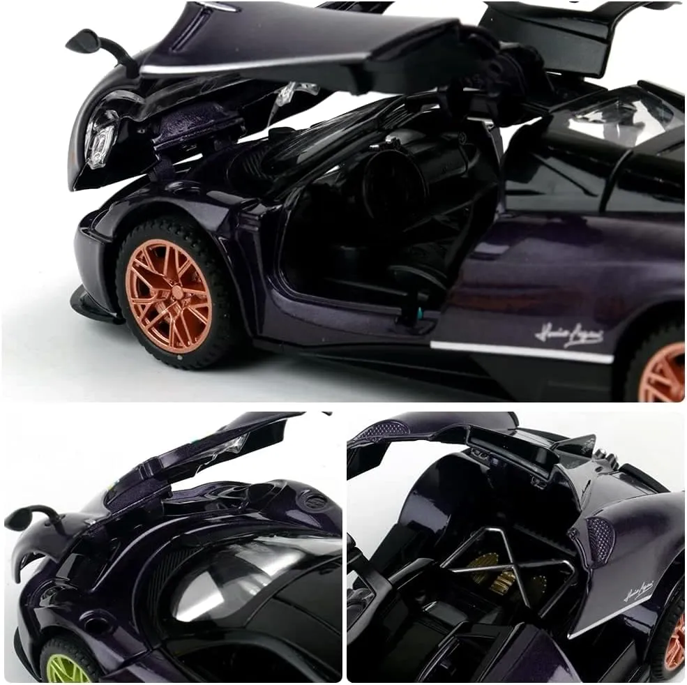 1:32 Alloy DieCast Metal Cars Model Collectible Pagani Huayra Dinastia Pull Back Vehicle, Pull Back Model Cars with Light and Sound，Children's Christmas Birthday Gifts,etc.(Purple)