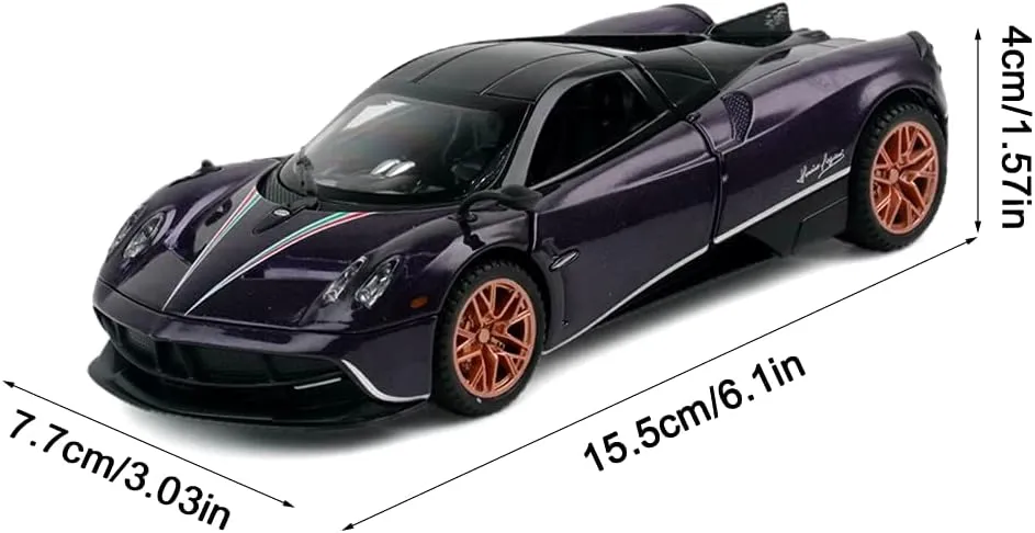 1:32 Alloy DieCast Metal Cars Model Collectible Pagani Huayra Dinastia Pull Back Vehicle, Pull Back Model Cars with Light and Sound，Children's Christmas Birthday Gifts,etc.(Purple)