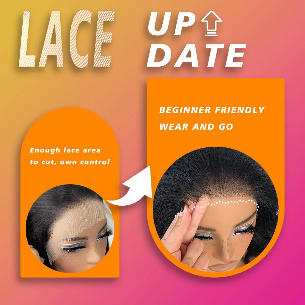 13x6 HD Glueless Synthetic Lace Front Wig Preplucked Ready to Wear Go 24inch Long Body Wave Lace Front Wigs For Black Women, 1B Natural Black