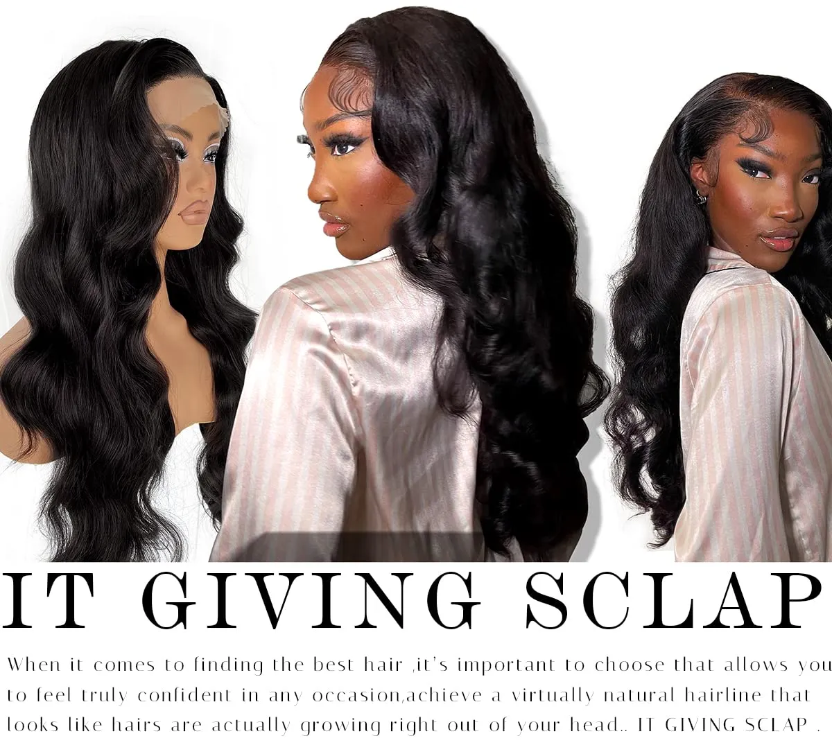 13x6 HD Glueless Synthetic Lace Front Wig Preplucked Ready to Wear Go 24inch Long Body Wave Lace Front Wigs For Black Women, 1B Natural Black