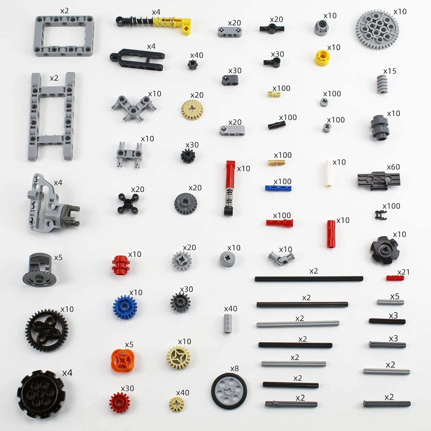 1533 PCS Technical Parts Building Block Accessories Vehicles Gears Cross Axles Wheels Connector Pieces Set Chain Link Pin Joint Shock Absorber MOC Toys