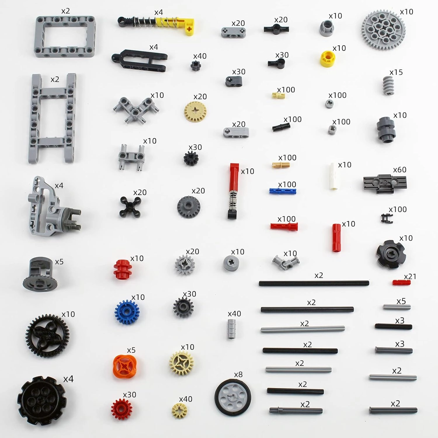 1533 PCS Technical Parts Building Block Accessories Vehicles Gears Cross Axles Wheels Connector Pieces Set Chain Link Pin Joint Shock Absorber MOC Toys
