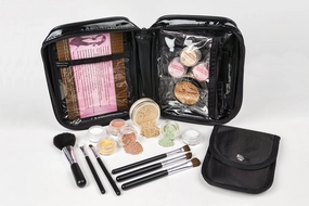 15 pc STARTER KIT w/BRUSHES & CASE (PINK BISQUE) Mineral Makeup Foundation Blush Bronzer Illuminating Veil Set Bare Skin Matte Powder