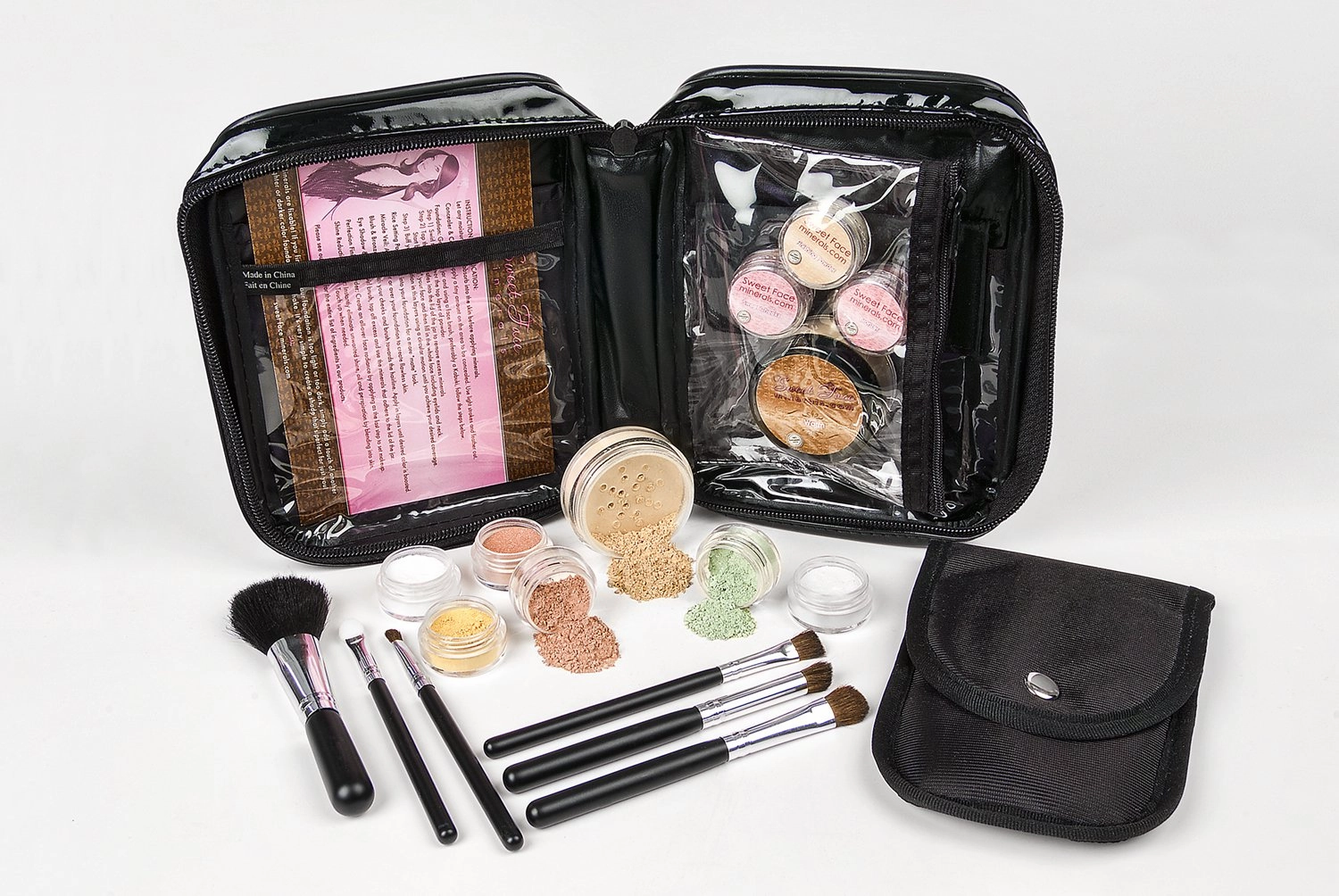 15 pc STARTER KIT w/BRUSHES & CASE (PINK BISQUE) Mineral Makeup Foundation Blush Bronzer Illuminating Veil Set Bare Skin Matte Powder