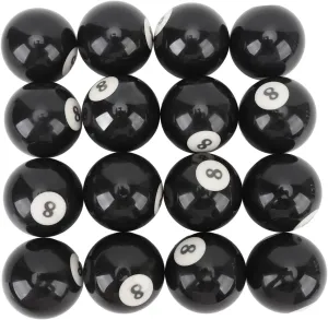 16 Pcs 2.3in Black Billiard Ball Set, Resin Eight Ball Replacements for Pool Tables Game Rooms