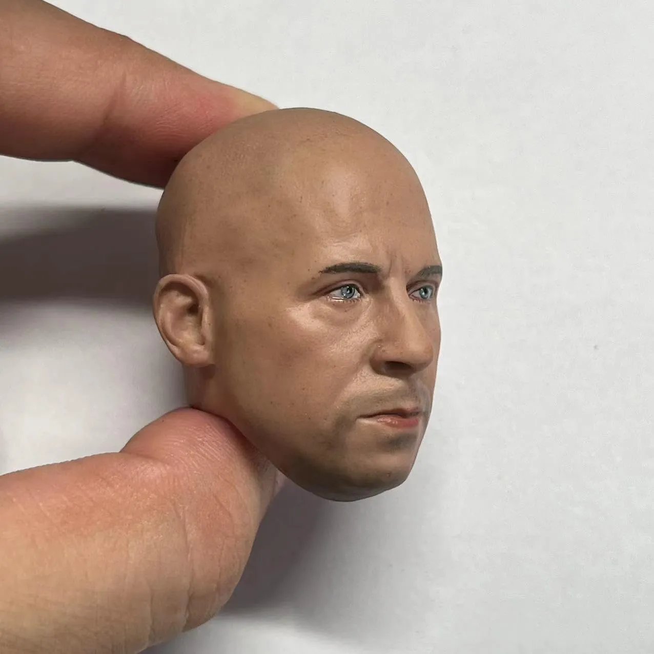 1/6 Scale Male Head Sculpt, European Man Head Carved Vin Diesel DIY Head Model for 12inch Male Soldier Action Figure Body (Painted)