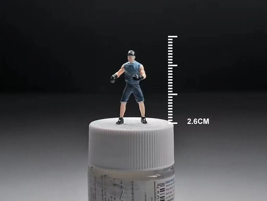 1:64 Painted Figure Mini Model Miniature Car Scenes Resin Toy Boxing Man Boxer