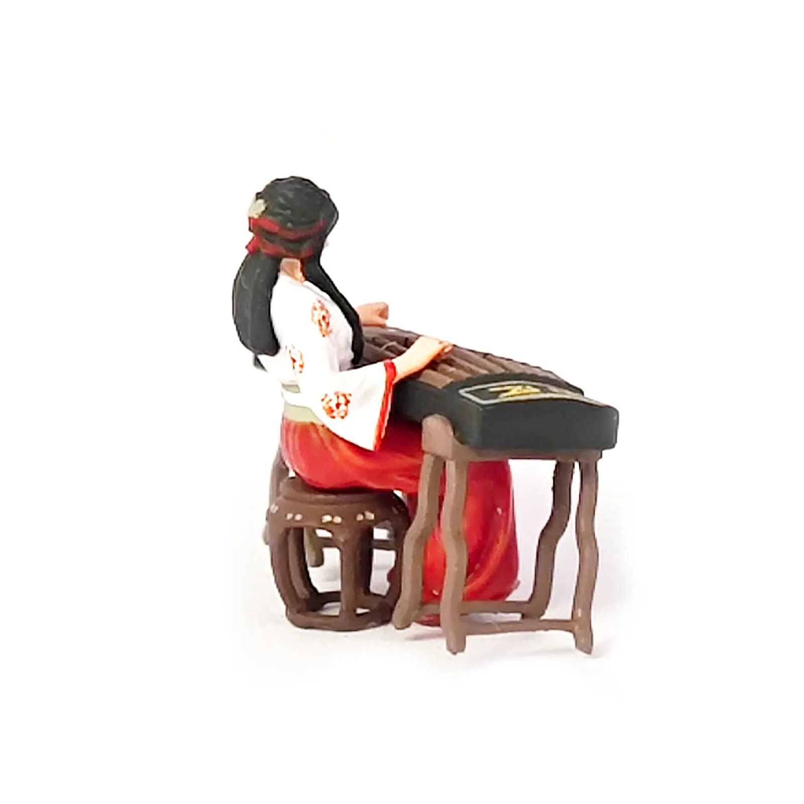 1:64 Painted Figure Mini Model Miniature Resin Diorama Chinese Guzheng Lady Red