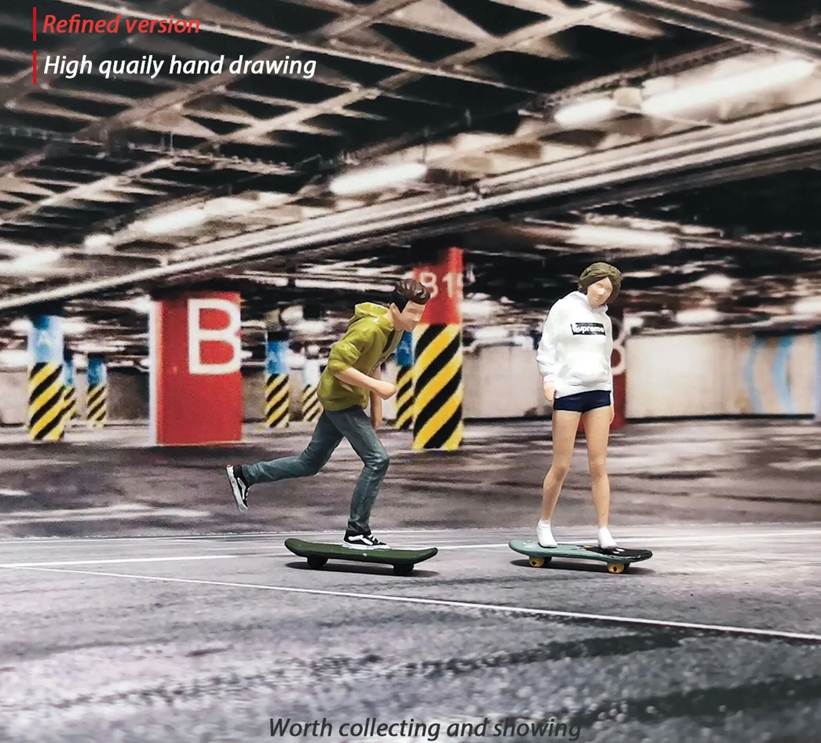 1:64 Painted Figure Mini Model Miniature Resin Diorama Sand Skate Board Couple