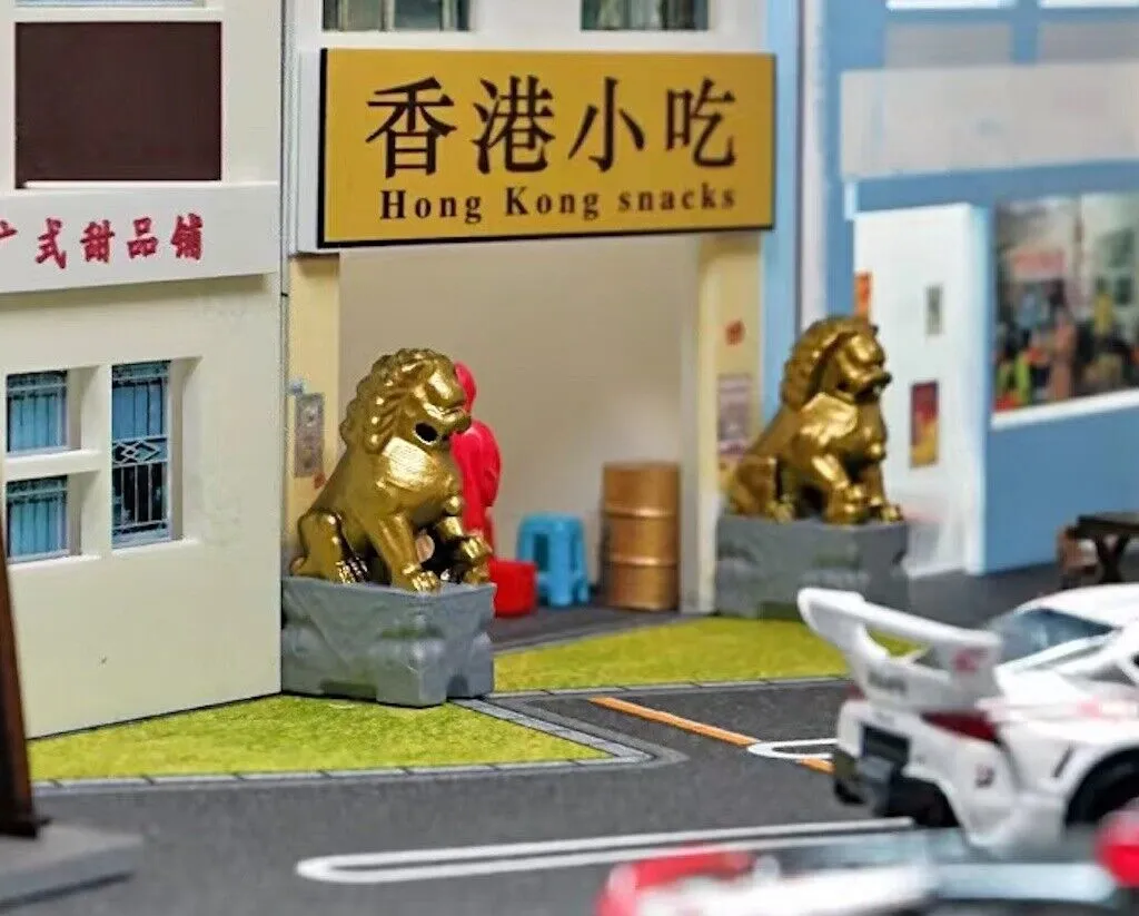 1:64 Painted Figure Mini Model Miniature Resin Diorama Sand Toy Pair Lion Decor
