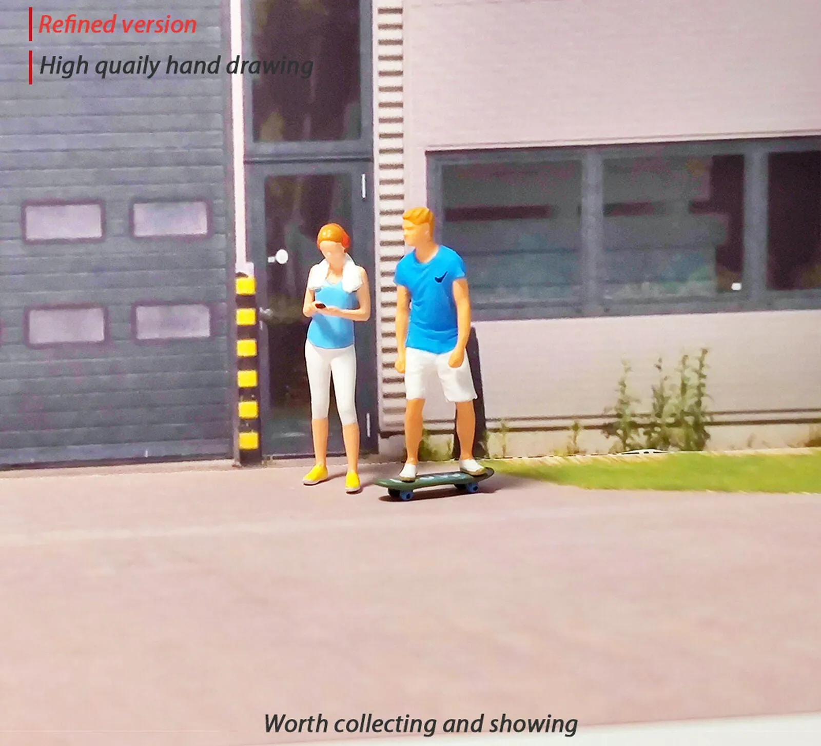 1:64 Painted Figure Mini Model Miniature Resin Diorama Skating Couple Boy Girl