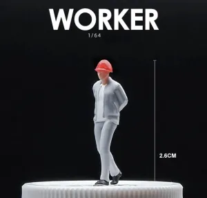 1:64 Painted Figure Mini Model Toy Miniature Car Scenes Resin Man Worker in Grey