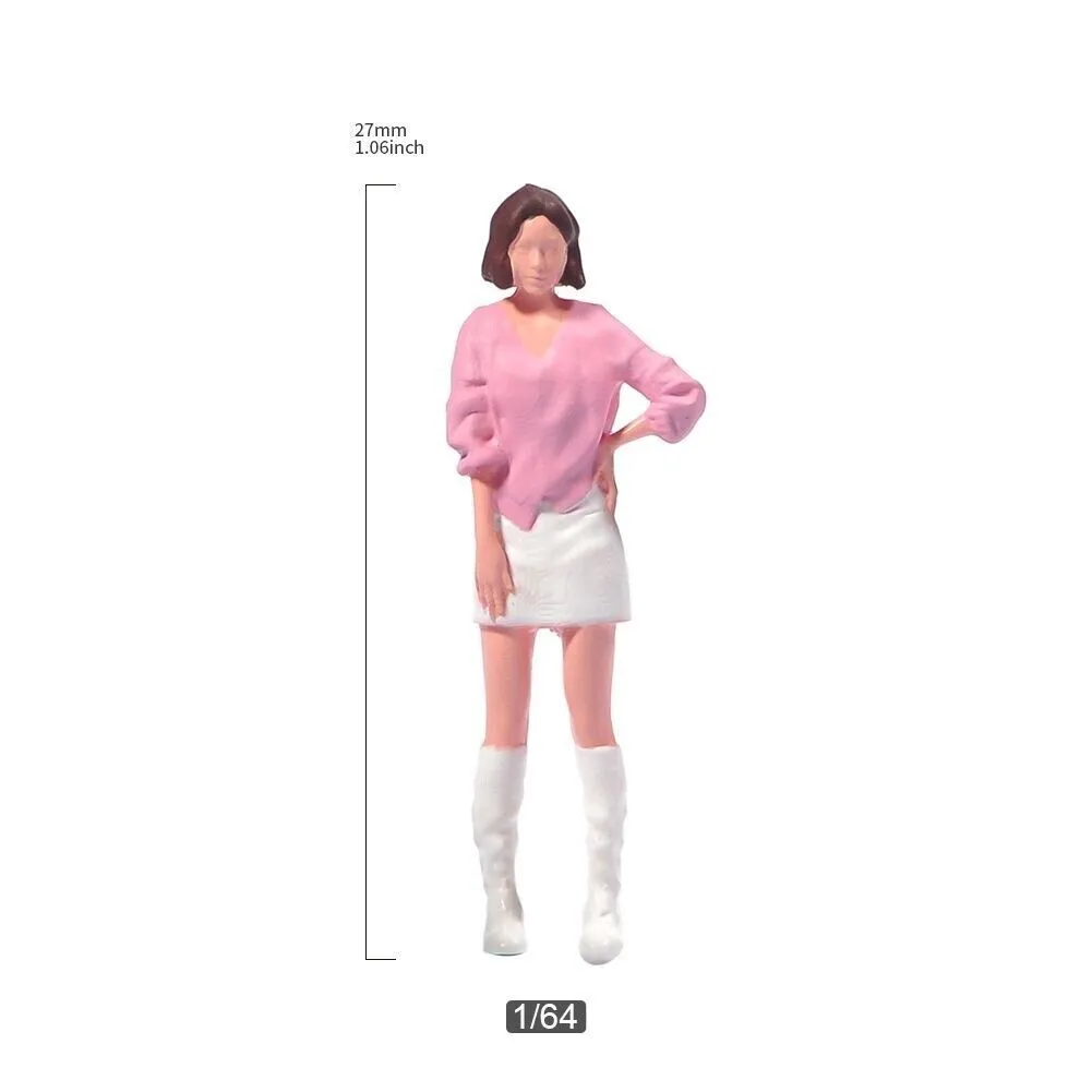 1:64 Painted Unpainted Figure Model Miniature Resin Diorama Short Hair Girl Sand New