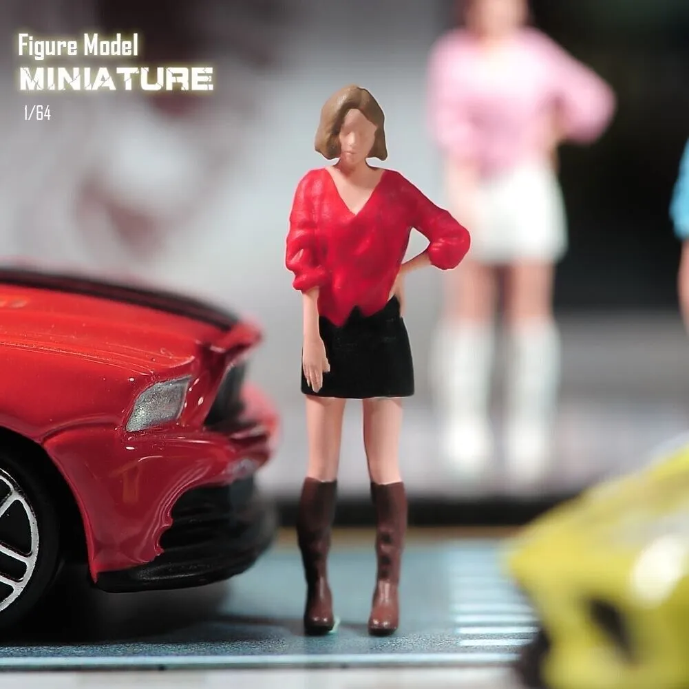 1:64 Painted Unpainted Figure Model Miniature Resin Diorama Short Hair Girl Sand New