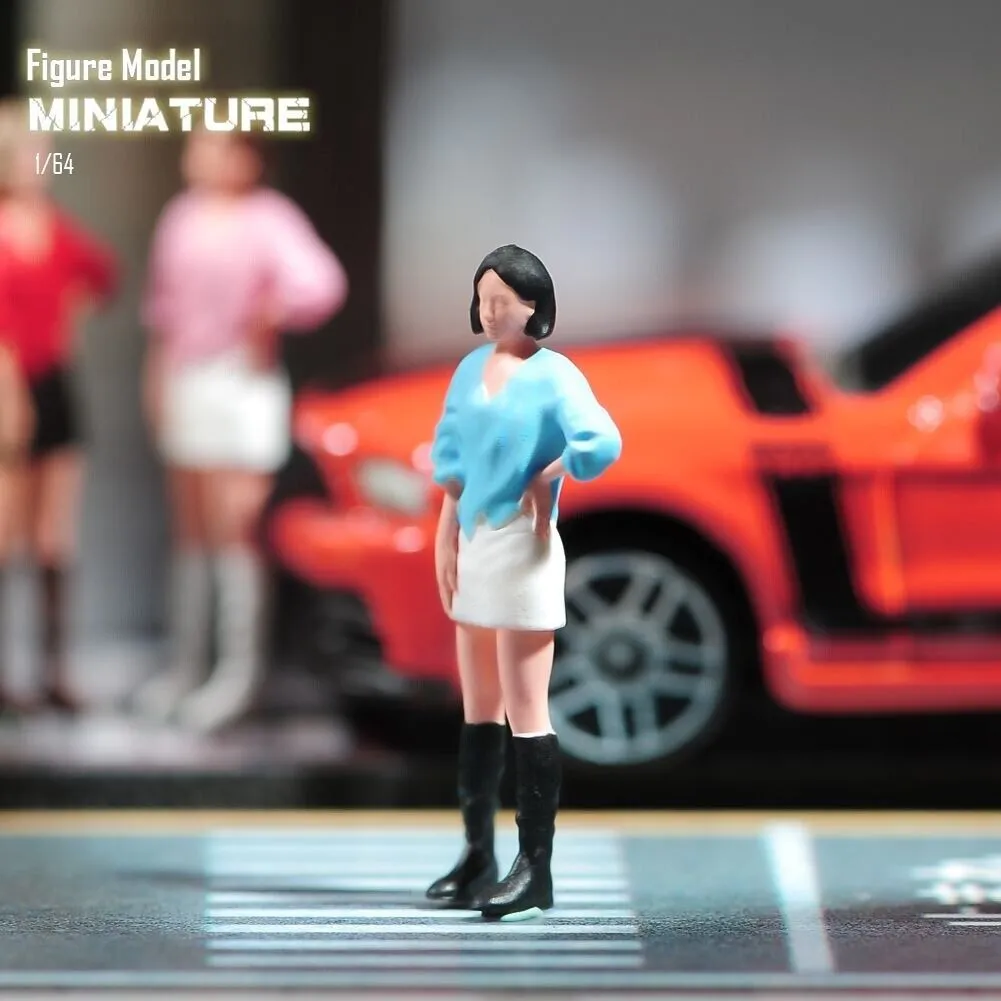 1:64 Painted Unpainted Figure Model Miniature Resin Diorama Short Hair Girl Sand New