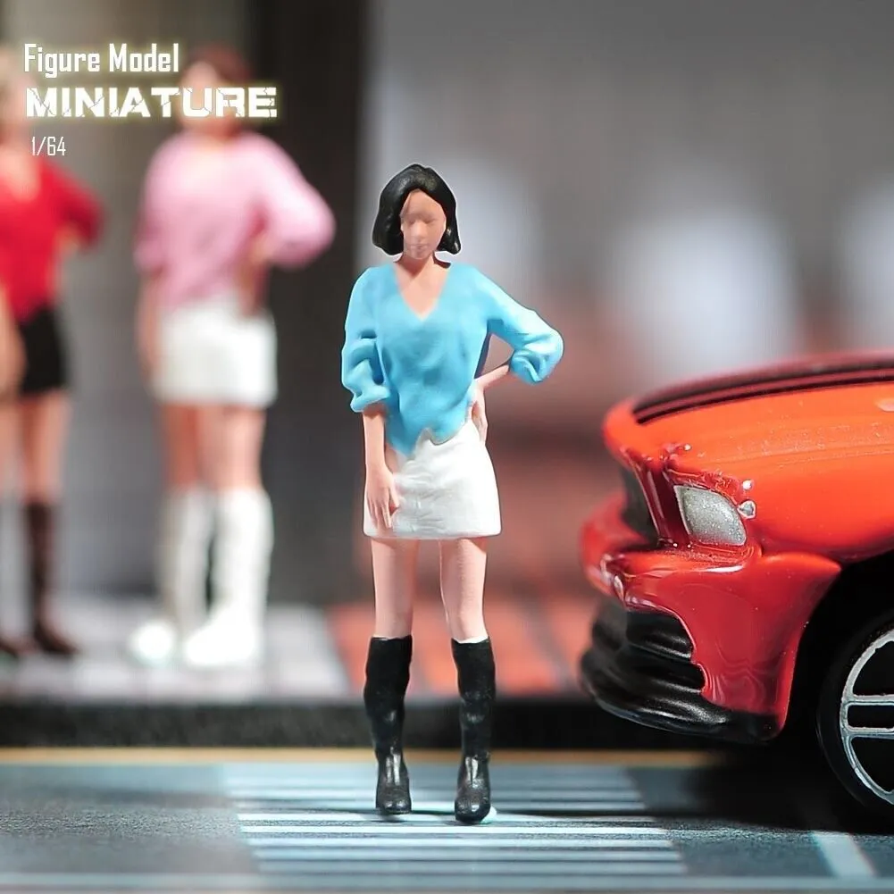 1:64 Painted Unpainted Figure Model Miniature Resin Diorama Short Hair Girl Sand New