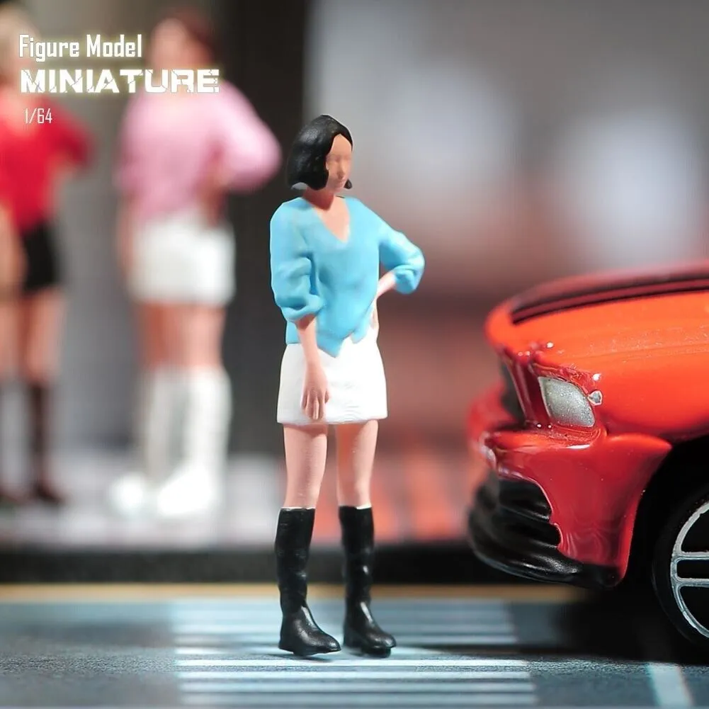 1:64 Painted Unpainted Figure Model Miniature Resin Diorama Short Hair Girl Sand New