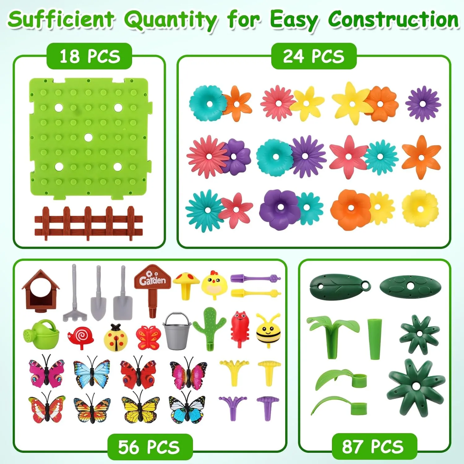 191 PCS Flower Garden Building Set for Girls Toys, STEM Toy and Preschool Garden Play Set for Toddlers, Upgrade DIY Garden Flower Building Blocks, Gifts for 3 4 5 6 7 Year Old Girl