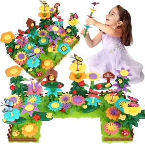 191 PCS Flower Garden Building Set for Girls Toys, STEM Toy and Preschool Garden Play Set for Toddlers, Upgrade DIY Garden Flower Building Blocks, Gifts for 3 4 5 6 7 Year Old Girl