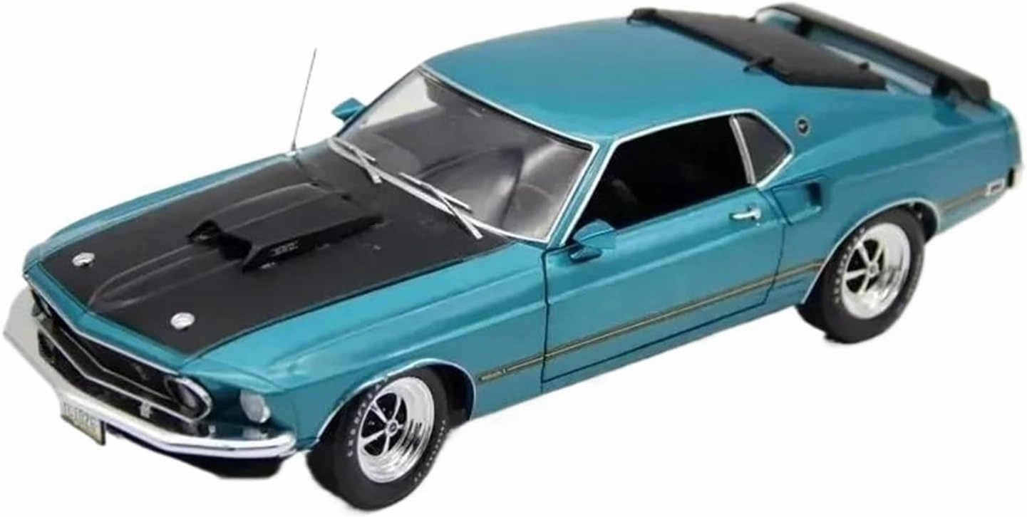 1 18 for Ford Mustang Mach 1 Die Cast Alloy Car Model Boys Hobby Display Collection Souvenir Motor Vehicles Toys(Blue)