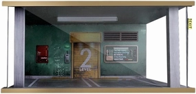 1/18 Mini Diorama Parking Garage w/LED s | Model Car Display w/ 120 LEDs | Wooden & Acrylic | 15.43x14.53x7.17inch | Collectible Home Decor | Garage Diorama - Green Wall