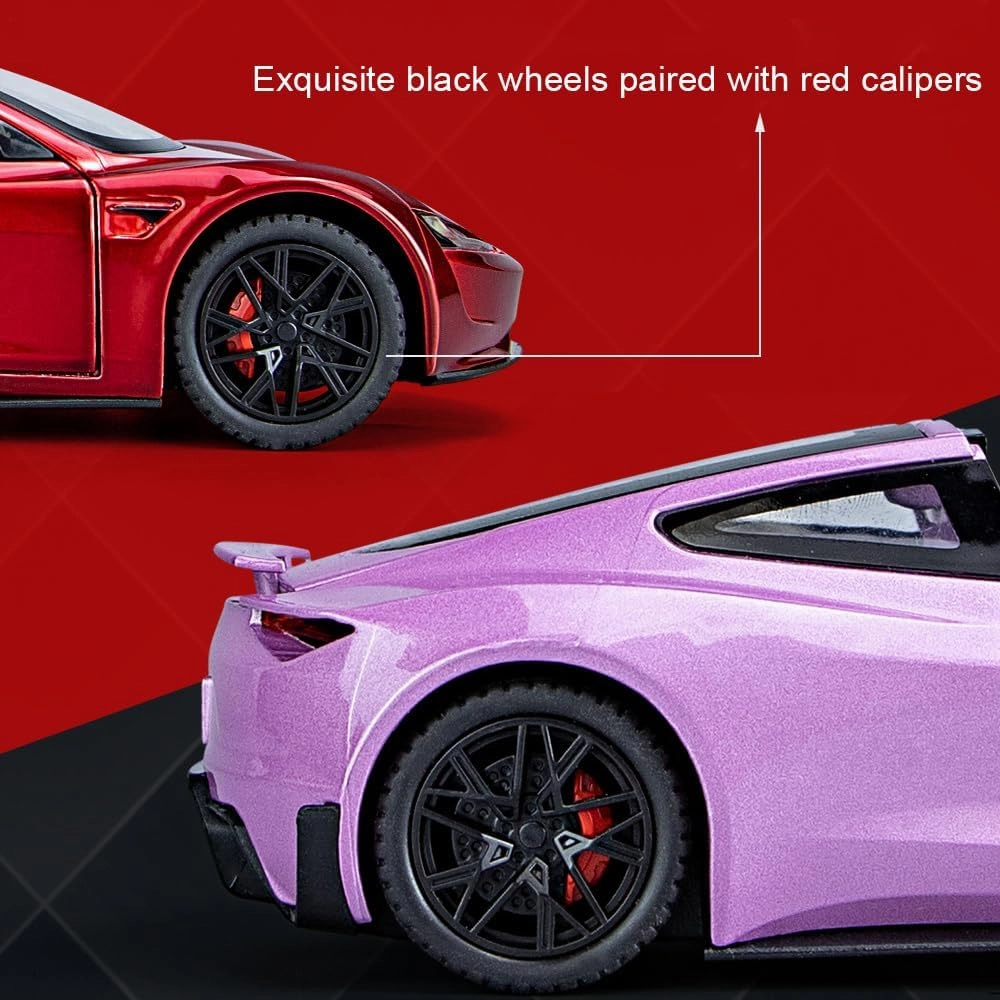 1/24 Diecast Roadster Toy Car for Collectors & Kids, Alloy Diecast Model with Light, Pull Back Vehicles for Birthday Gift