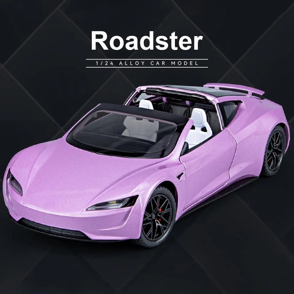 1/24 Diecast Roadster Toy Car for Collectors & Kids, Alloy Diecast Model with Light, Pull Back Vehicles for Birthday Gift