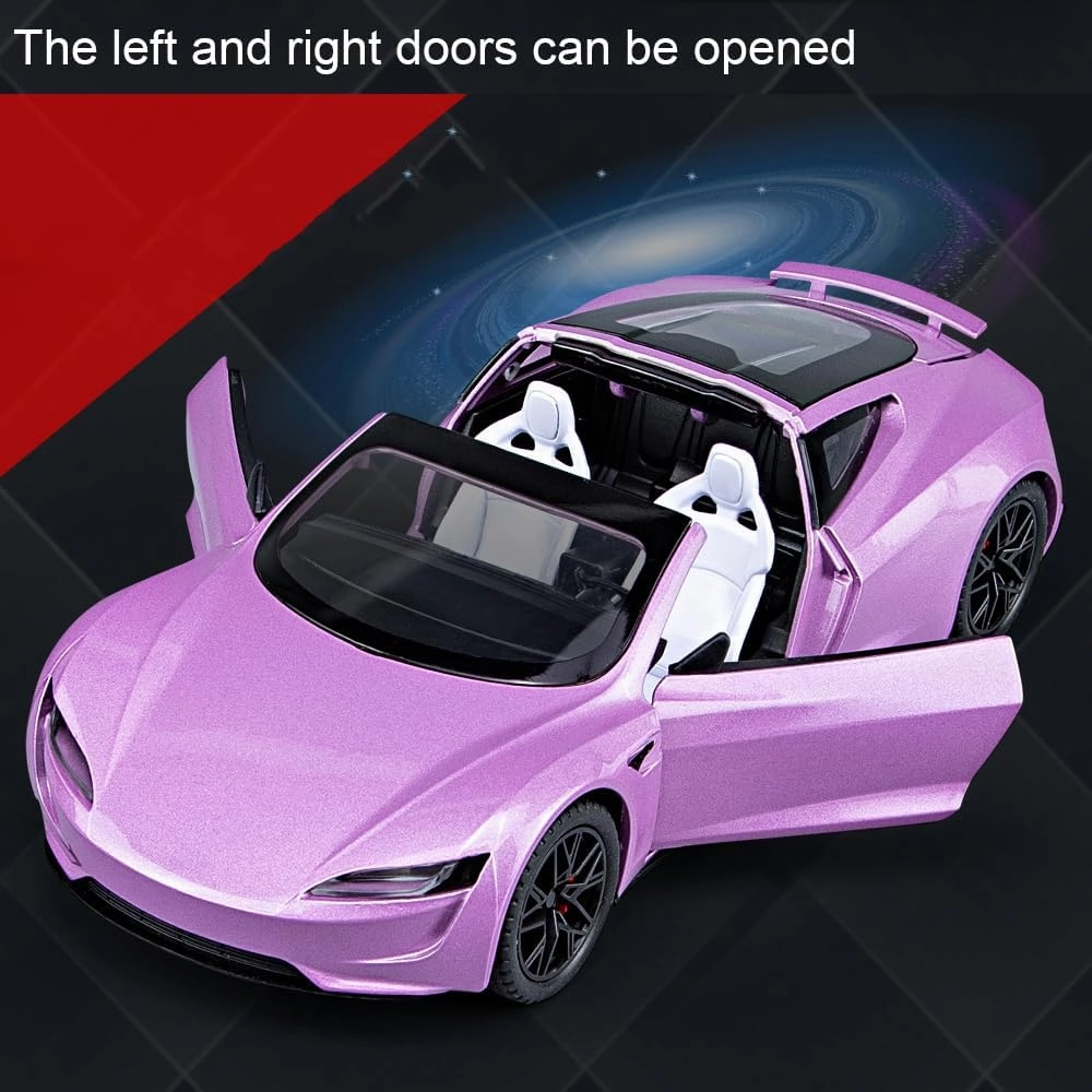 1/24 Diecast Roadster Toy Car for Collectors & Kids, Alloy Diecast Model with Light, Pull Back Vehicles for Birthday Gift