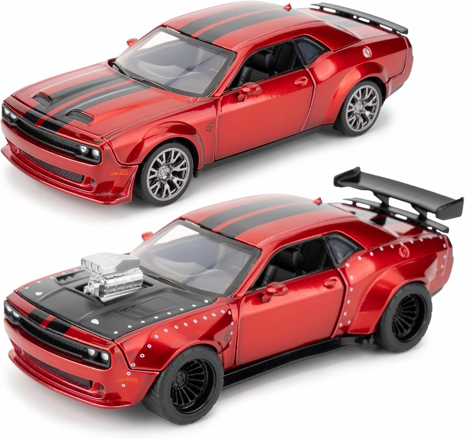1:36 Take Apart Assembled Car Model for 2022 Dodge Challenger SRT Hellcat Diecast Toy, DIY Zinc Alloy Vehicle Toy Kit Educational Building Toys Birthday Gift for Children (Red)