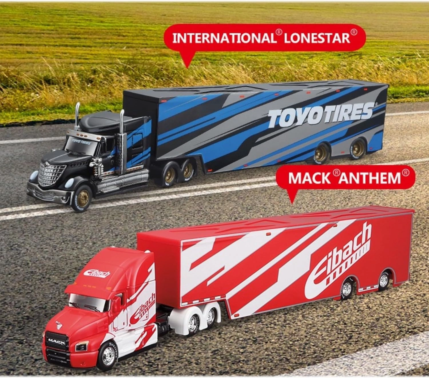 1/64 Alloy Car for Mack Anthem Lonestar UP Transport Die Cast Manufacturing Trailer Adult Collection Vehicles (BJ12418)
