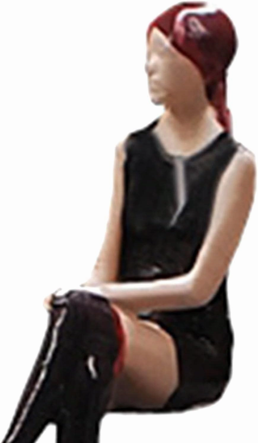 1:64 Female Figurine for Desktop Display Architecture Model Layout S Scale, Sitting Black