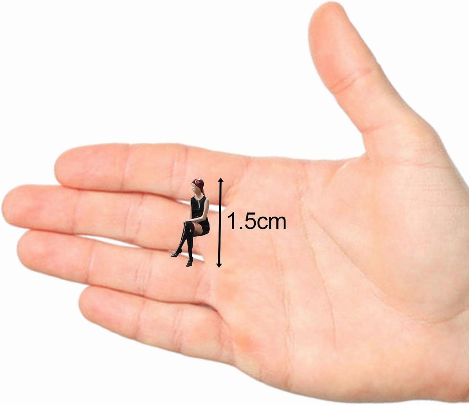1:64 Female Figurine for Desktop Display Architecture Model Layout S Scale, Sitting Black