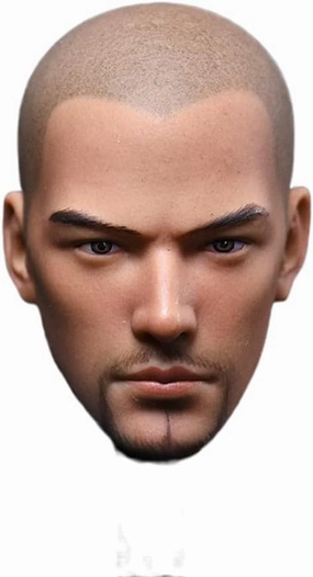 1/6 Scale Male Head Sculpt, Holy Monk Asian Man Head Carved Bald DIY Head Model for 12inch Male Soldier Action Figure Body (Painted)