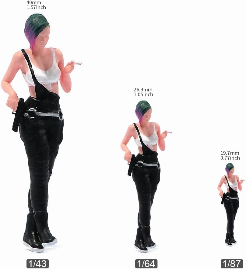1/87 1/64 1/43 1/24 Scale Miniature Action Figure Doll Model Cool Girl Soldier Judy Resin Figurine Model Creative Scene Dolls Props for Car Toys (Painted, 1:24 Scale)