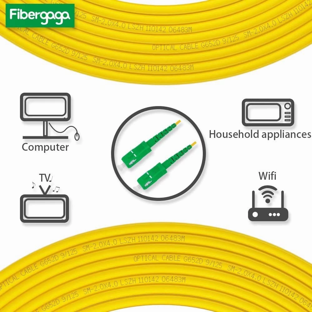 1m(3ft) OS2 SC/APC to SC/APC Fiber Patch Cable, Single Mode, Simplex, Length Option: 0.5M(1.6ft)-100m(328ft) 9/125µm 2.0mm Diameter Fiber Optic Cable, OS1/OS2 Compatible-5 Pack