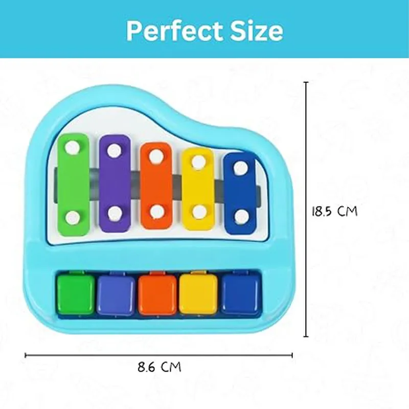 2-in-1 Xylophone & Piano - 5 Keys | Assorted Colours (1-4 Years)